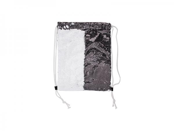 Pailletten Rucksack weiß / schwarz für den Sublimationsdruck